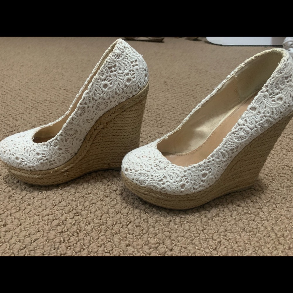 White Lace Wedges